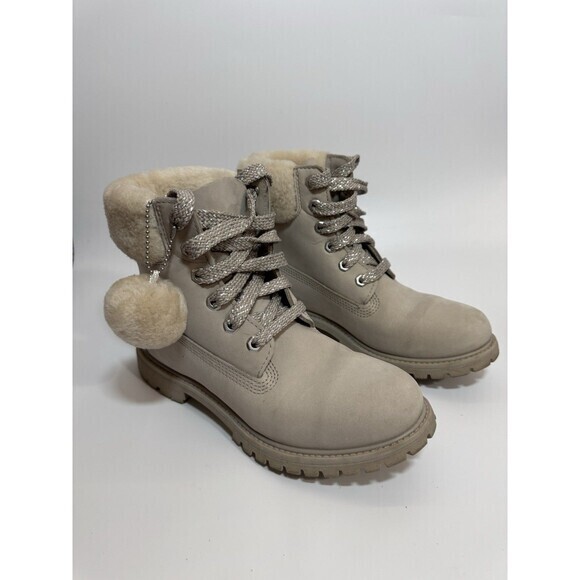 Timberland Premium Women’s 6in SHEARLING Boo WPBoots Light Taupe SZ 8